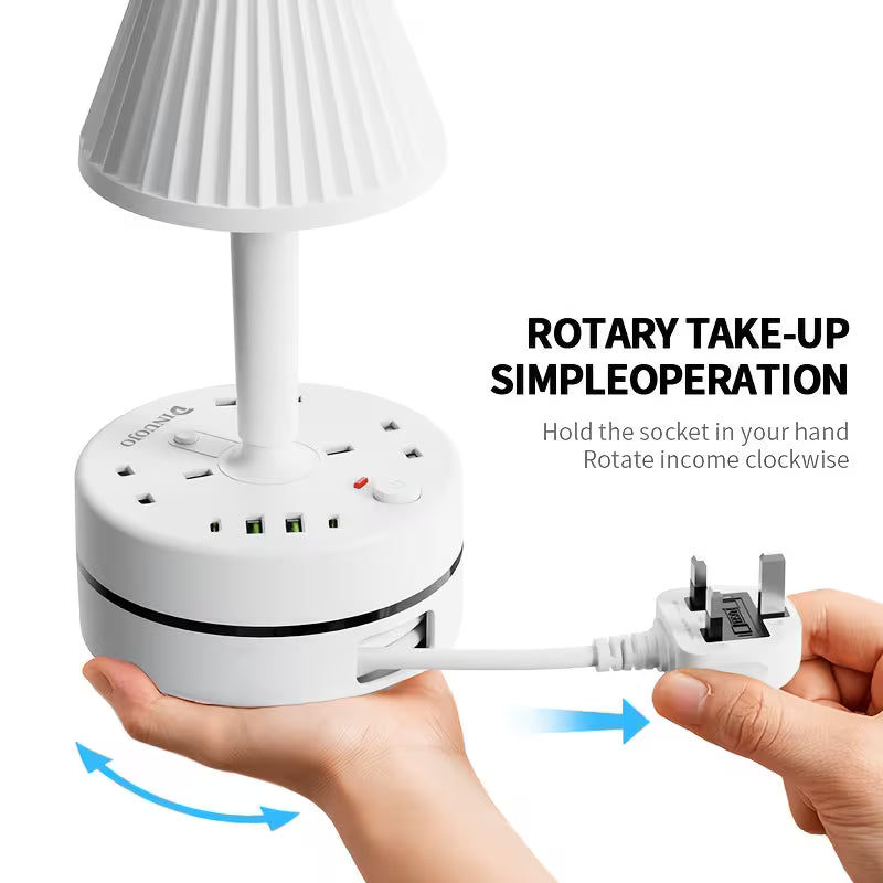 Smart LED Desk Lamp with USB & AC Power Strip Color Dimmable Eye-Care Light | Multiple Outlets, Safety Socket | Bedside Reading for Home, Office