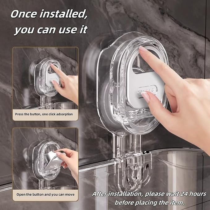No-Drill Bathroom Suction Storage Box,Large Capacity & Strong Load-Bearing,Removable Shower Basket,Glacier Pattern Suction Cup Shower Caddy Hanging Shower Shelf Organizer